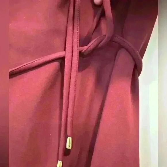 AMANDA UPRICHARD Merlot Colored Sleeveless V-Neck Popover Tie Waist Dress Size S - Picture 6 of 11